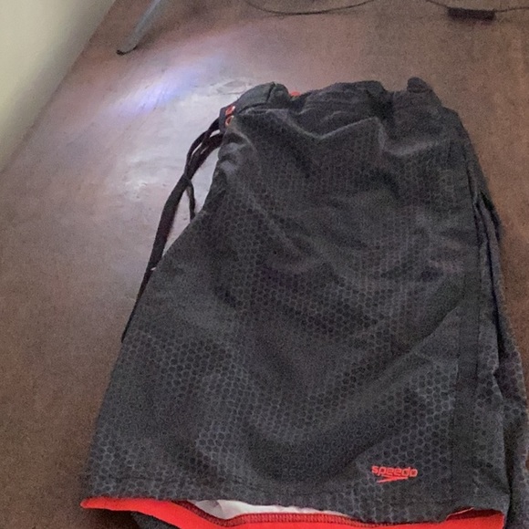 Speedo Black and Red Swim Trunks - Picture 1 of 10
